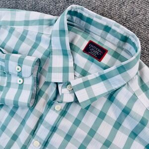 UNTUCKit Keaton WF Green White Check Plaid Wrinkle Free Shirt Mens 2XLT *Read